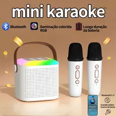 Caixa De Som C/ Microfones Bluetooth 5.0 RGB Efeito de luz Longa Vida Alta Qualidade de Som