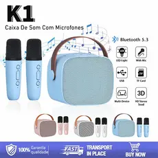 Caixa De Som Com Microfones Karaokê Alto-falante 5w Portátil Bluetooth 5.0 Alta Qualidade de Som