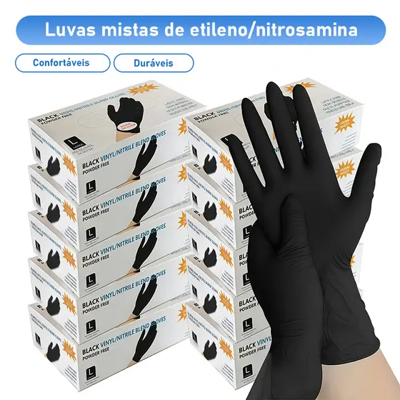 Luva Nitrílica Descartável com 5/10 Caixa para uso Profissional Doméstico