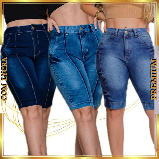 Bermuda feminina lisa sky Cintura Alta com lycra elastano conforto moda