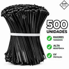 Kit 500 Abraçadeira de Nylon Profissional Enforca Gato Fita Hellermann Alta Resistência Cinta Plastica