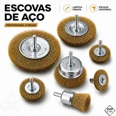 Kit Escova de Aço Circular para Furadeira Parafusadeira Jogo 6 Escovas de Limpeza Rotativa com Haste