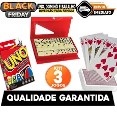 KIT 3 Jogos - UNO, Dominó e Baralho Envio imediato