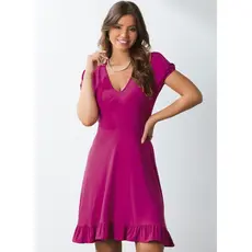Vestido Curto Com Babado Na Barra Rosa Quintess