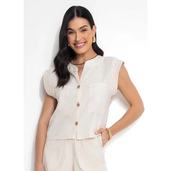 Blusa Em Linho Bege Quintess
