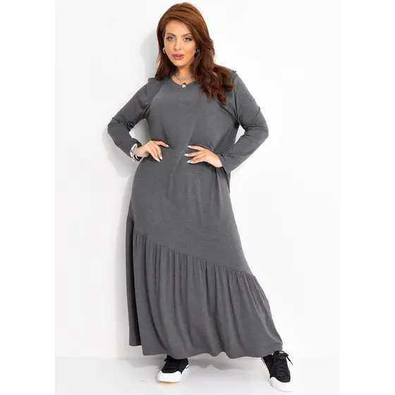 Vestido Em Malha De Viscose Cinza Quintess