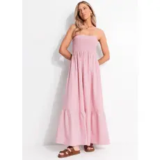 Vestido Em Tricoline Listrado Vermelho Claro Quintess