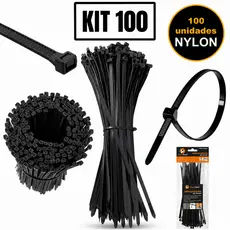 Kit 100 Abraçadeira de Nylon Cinta Plástica Enforca Gato Branco Preto 10cm 15cm 20cm 25cm 30cm 35cm