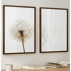 Quadro Minimalista Com Moldura E Vidro Kit 2 Quadros Decorativos Quarto Quadro Dente De Leão Branco