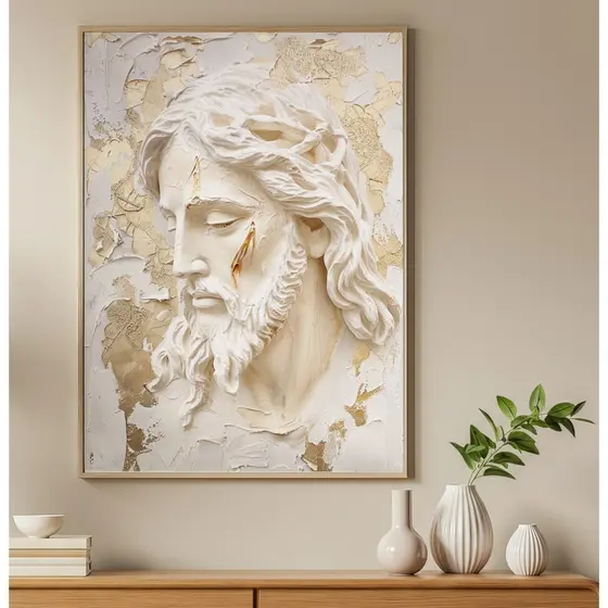 Quadro De Jesus Para Sala Quadro Com Moldura Quadro Cristão Quadro Decorativo Para Quarto Gesso