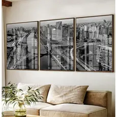 Quadro Preto E Branco Trio De Quadros Decorativos Com Moldura Quadro Para Escritório Ponte Estaiada