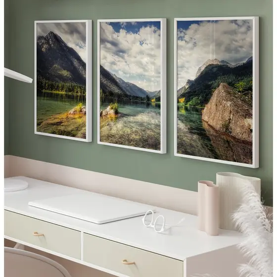 Quadro Paisagem Quadro Com Moldura E Vidro Quadro Decorativo Sala Quadro Quarto Casal Rio Montanhas