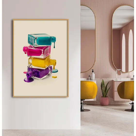 Quadro Manicure Quadro Decorativo Com Moldura e Vidro Quadro Para Salão De Beleza Torre De Esmaltes
