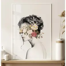 Quadro Abstrato Preto E Branco Com Moldura Quadro Decorativo Sala Quadro Feminino Quarto Olho Floral