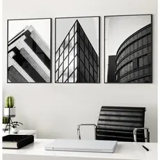 Quadro Preto E Branco Com Moldura Quadro Decorativo Sala Grande Quadro Quarto Fotos Prédios Trio