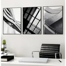 Quadro Preto E Branco Quadro Com Moldura E Vidro Quadro Decorativo Sala Grande Contorno Urbano Trio