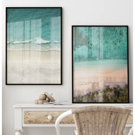 Kit 2 Quadros Decorativos Com Moldura Quadro Praia Mar Quadro Paisagem Quadro Natureza Foto De Cima