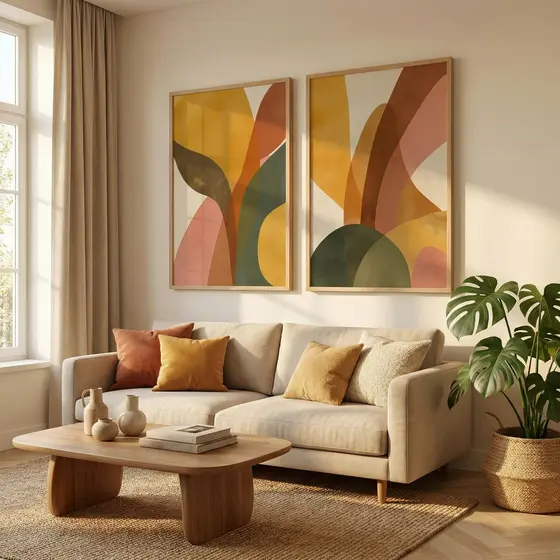 Quadro Abstrato Quadro Com Moldura E Vidro Quadro Decorativo Sala Quadro Quarto Cores Alegria Duo