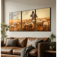 Quadro Jesus Cristo Quadro Com Moldura E Vidro Quadro Decorativo Sala Quadro Jesus E Ovelhas Trio