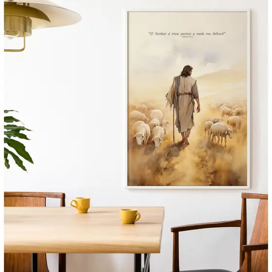 Quadro De Jesus Para Sala Quadro Versículo Bíblico Quadro Com Moldura E Vidro O Senhor É Meu Pastor
