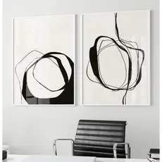 Quadro Minimalista Quadro Decorativo Com Moldura E Vidro Quadro Grande Para Sala Preto E Branco Duo