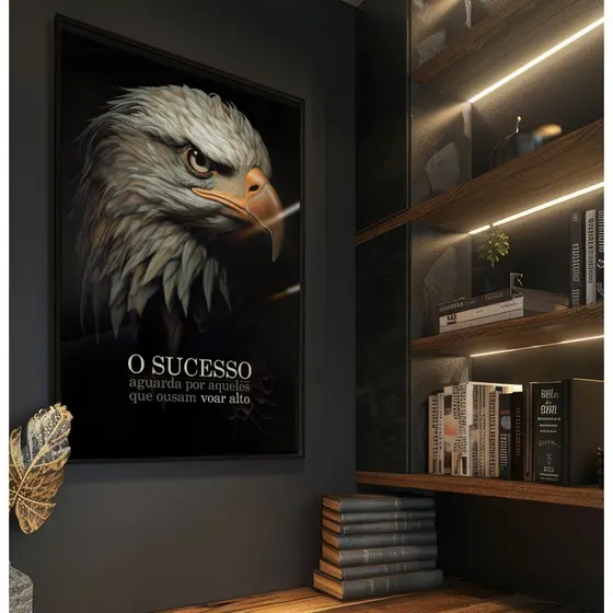 Quadro Motivacional Decorativo Quadro Com Moldura Para Quarto Quadro Escritório Aguia Frase Sucesso
