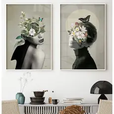 Kit Quadros Decorativos Quarto Feminino Com Moldura Quadro Sala Quadro Moderno Preto E Branco Lady