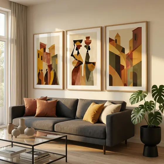 Quadro Brasilidades Trio De Quadros Decorativos Quadro Com Moldura E Vidro Abstrato Os Habitantes
