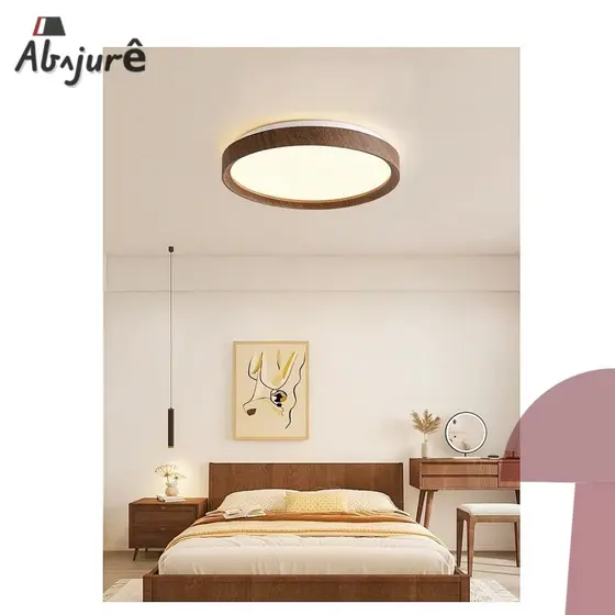 Plafon Wood Madeira Redondo Led 30cm 40cm 50cm 3 Em 1 Plafon Sobrepor Redondo Lustre Amadeirado