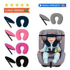 Kit Almofada de pescoço e Faixa Apoio Suporte Cabeça de Bebê Cadeirinha Carro