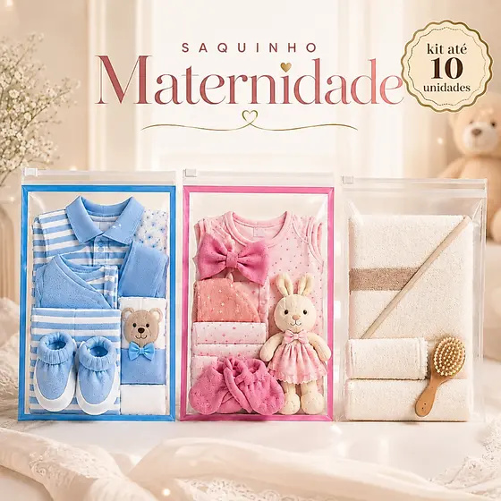 Kit Saquinhos Maternidade Multiuso Com Zíper Organizador Nécessaire Envelope impermeável
