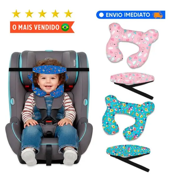 Almofada Para Pescoço Com faixa Apoio Suporte Cabeça Bebe Cadeirinha Carro Viagem Passeio