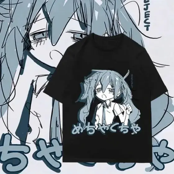 Camiseta Hatsune Miku Anime Japonês y2k Camisa de algodão Blusa Premum do infantil ao Plus size G3