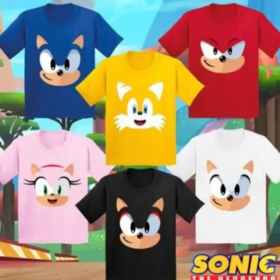 Camiseta Personagens Sonic The Hedhog do infantil 2 ao Adulto G3 Plus size Blusa 100% Algodão Camisa