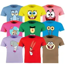 Camiseta Unissex Camisa Estampada Personagem Festa Turma Bob Esponja Infantil ao G3 Plus