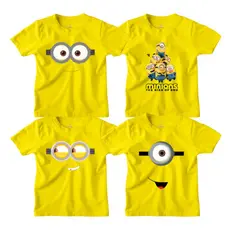 Camisa Minions Desenho filme Blusa Algodão Fantasia aniversario Camiseta do infantil ao G3 Pus size