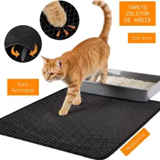 Tapete Higiênico Coletor de Areia Para Gatos EVA Lavável Impermeável Limpa Patas