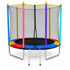 Cama Elástica Infantil 2,44m e 1,80m Pula Pula Escada Trampolim Rede de Proteção Colorida Casa Aréa Externa Presente