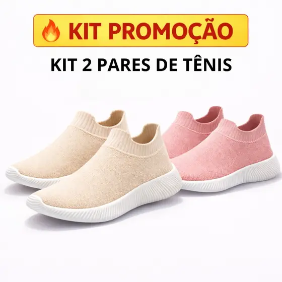 Kit 2 Tenis Meia Feminino Ortopédico Confortavel Esportivo Caminhada