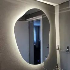 Espelho Orgânico Led bivolt botão touch screen 93cm x 73cm Banheiro fonte slim