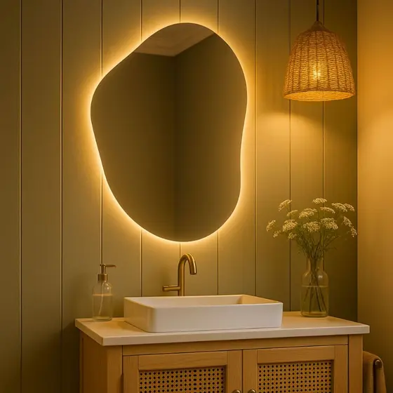 Espelho orgânico grande led decorativo bivolt 110v/220v sem moldura