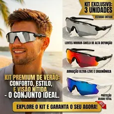 Kit 3 Óculos Polarizado UV400 Esportivo Masculino Feminino Corrida Ciclismo Praia Alta Proteção