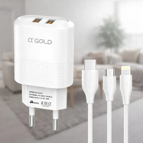 Carregador Completo A'GOLD 4.1A 2 USB