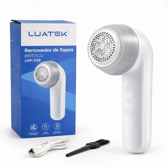 Removedor de Fiapos Elétrico Luatek LMF-1139 Recarregável Portátil Tira Bolinha de Roupa Roupas Novo