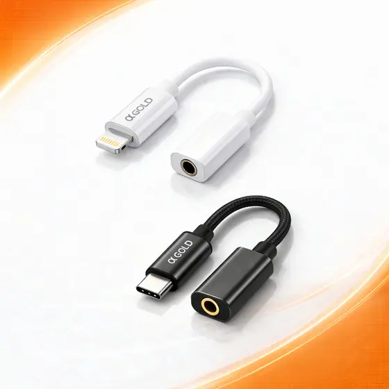 Adaptador de Fone Tipo-C ou Lightning para iPhone e Android P2 3.5mm A'GOLD
