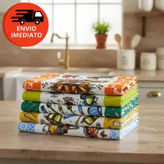 Kit Pano Prato Guardanapo Copa Cozinha Secar Louça Atoalhado Felpudo Premium 40x60 Estampa Sortido