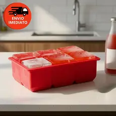 Kit Forma Silicone Gelo Grande 6 Cubos Flexível Forminha Maleável Drink Whisky Chocolate Gelatina