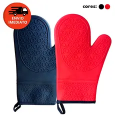 Kit Luva Térmica Silicone Com Forro Cozinha Forno E Fogão Segurança Proteção Punho