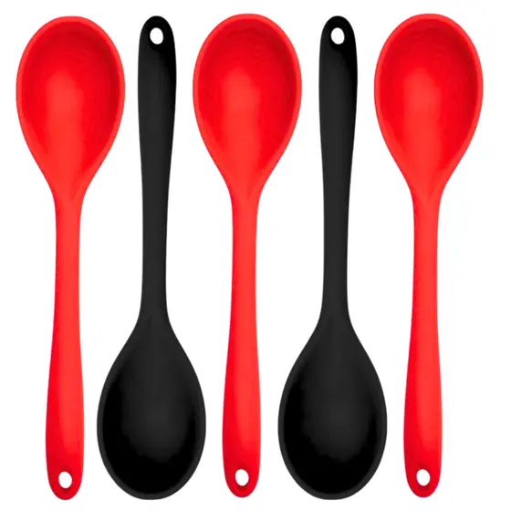 Kit Em Silicone Maciço Jogo Colher Arroz Espátula Raspadora Pão Duro Batedor Claras Cozinha