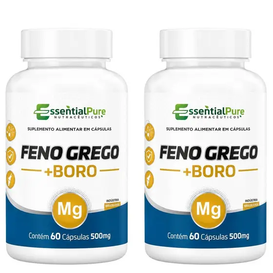 Feno Grego + Boro 120 Cápsulas 500mg Natural Original - Essential Pure